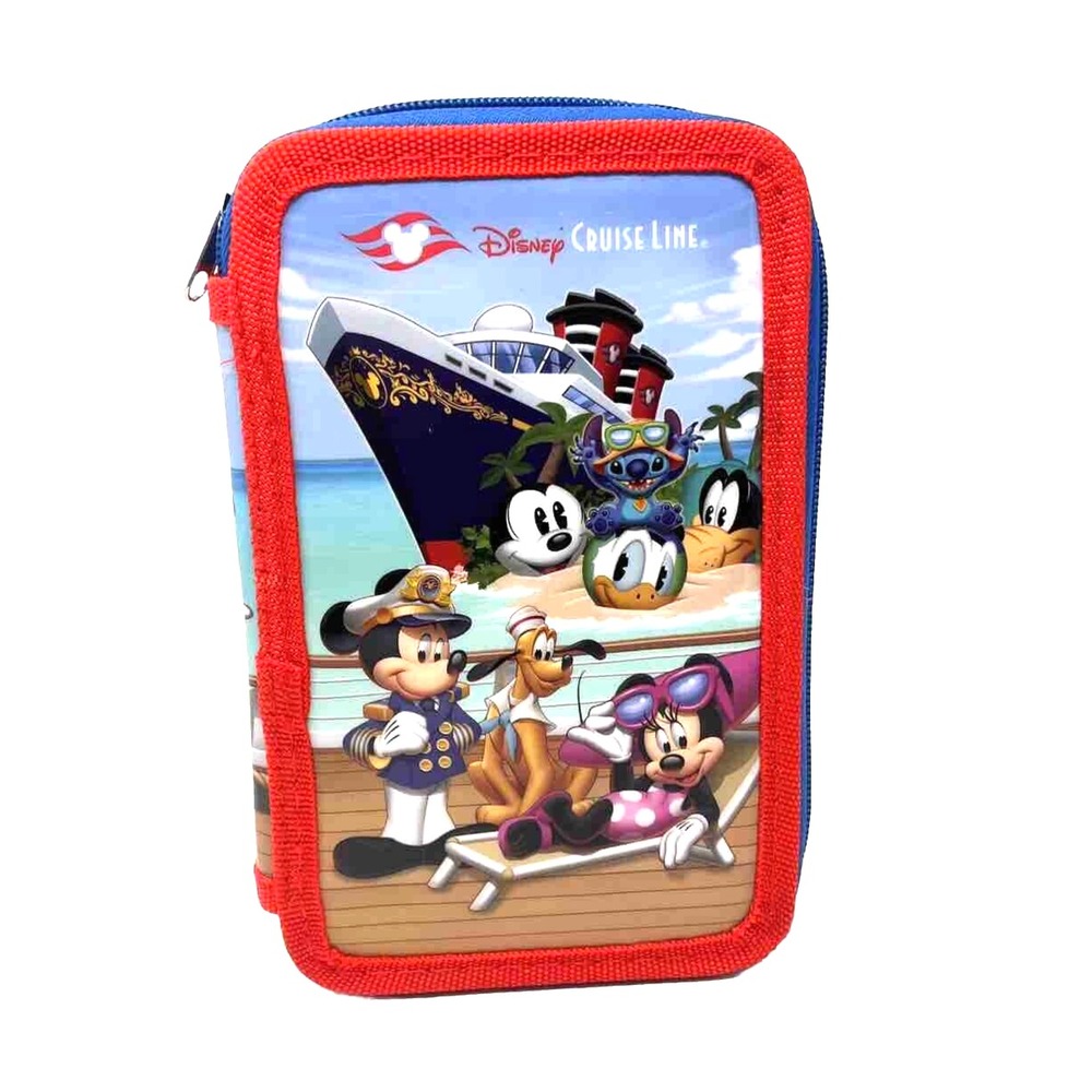 Disney Cruise Line Kids Drawing Set 3 Compartment Zipped Bag Rare Vintage